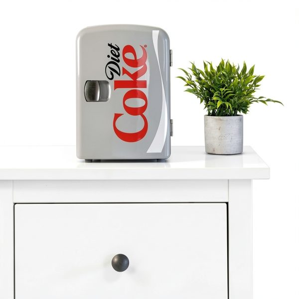Diet Coke Mini Fridge - 6 Can Refrigerator for Bedroom Office, Portable Table Top Beverage Cooler, 12V 110V Refrigerador For Drinks, Soda, Wine, Use In Car, Dorm, Outdoor, Patio-2