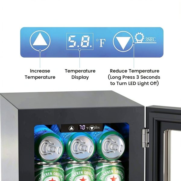 Beverage Refrigerator 24-Can Mini Cooler Electactic JC-90 Black-2