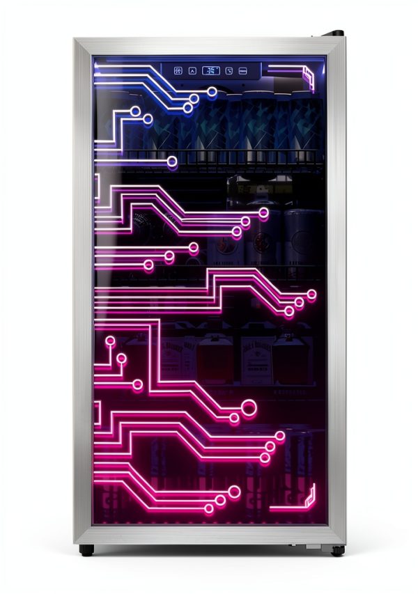 Gaming Beverage Refrigerator Manastin MSDGBR 3.2 Cu Ft LED Light Up-0