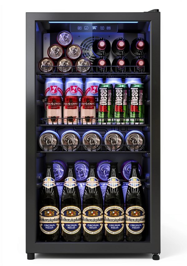 Beverage Fridge Tehanld 3.2CuFt Silver Mini with Glass Door-0