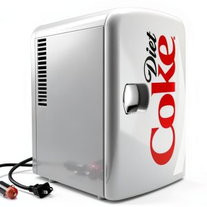 Diet Coke Mini Fridge - 6 Can Refrigerator for Bedroom Office, Portable Table Top Beverage Cooler, 12V 110V Refrigerador For Drinks, Soda, Wine, Use In Car, Dorm, Outdoor, Patio-0
