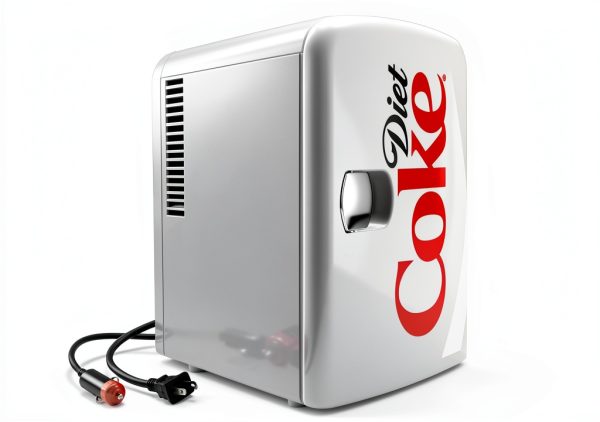 Diet Coke Mini Fridge - 6 Can Refrigerator for Bedroom Office, Portable Table Top Beverage Cooler, 12V 110V Refrigerador For Drinks, Soda, Wine, Use In Car, Dorm, Outdoor, Patio-0