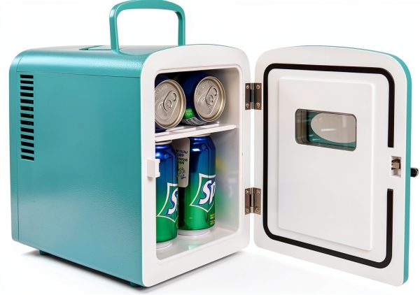 Koolatron Mini Fridge - Refrigerator for Bedroom Office, Portable Table Top Beverage Cooler, 12V 110V Refrigerador For Drinks, Soda, Wine, Use In Car, Dorm, Outdoor, Patio, 6 Can-6