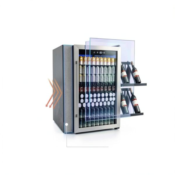 COWSAR 4.5 Cu.Ft Wine Fridge 37 Bottle, ETL Approved Freestanding Wine Cooler 145 Can Beverage Refrigerator with Stainless Steel Reversible Glass Door, Drink Fridge for Home Bar, Kitchen, Game Room-4