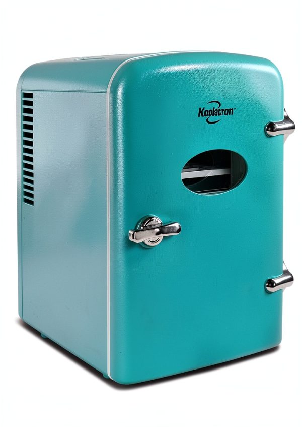 Koolatron Mini Fridge - Refrigerator for Bedroom Office, Portable Table Top Beverage Cooler, 12V 110V Refrigerador For Drinks, Soda, Wine, Use In Car, Dorm, Outdoor, Patio, 6 Can-0