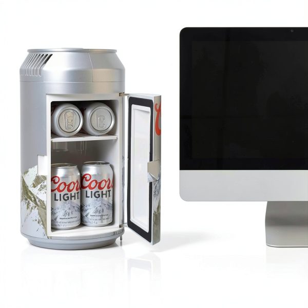 Coors Light Mini Fridge - Refrigerator for Bedroom Office, Portable Table Top Beverage Cooler, 12V 110V Refrigerador For Drinks, Soda, Wines, Use In Car, Dorm, Outdoor, 8 Can-2