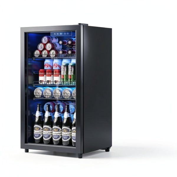 Beverage Fridge Tehanld 3.2CuFt Silver Mini with Glass Door-5