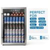 COWSAR 4.5 Cu.Ft Wine Fridge 37 Bottle, ETL Approved Freestanding Wine Cooler 145 Can Beverage Refrigerator with Stainless Steel Reversible Glass Door, Drink Fridge for Home Bar, Kitchen, Game Room-2
