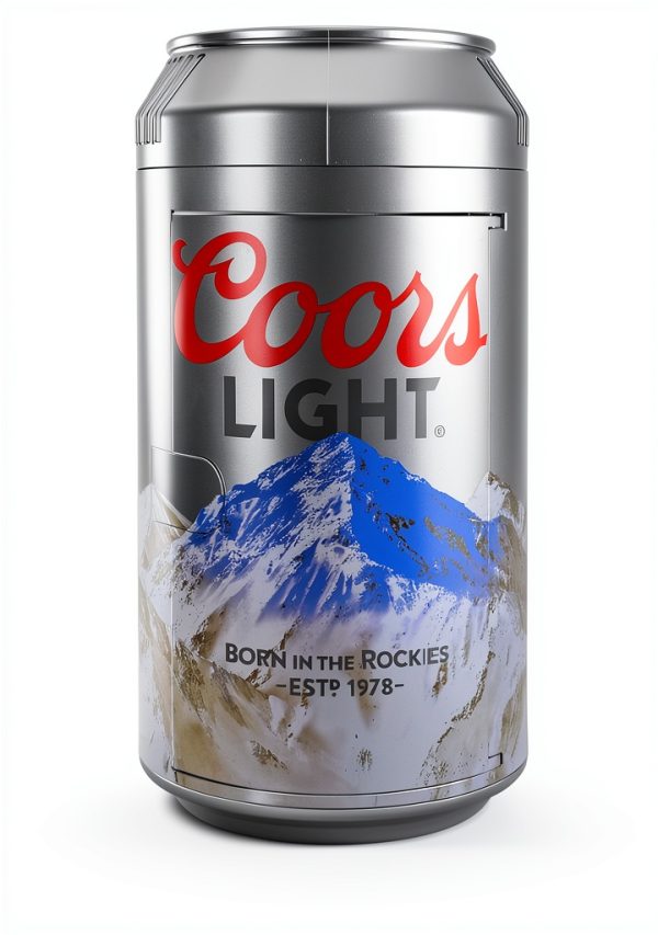 Coors Light Mini Fridge - Refrigerator for Bedroom Office, Portable Table Top Beverage Cooler, 12V 110V Refrigerador For Drinks, Soda, Wines, Use In Car, Dorm, Outdoor, 8 Can-5
