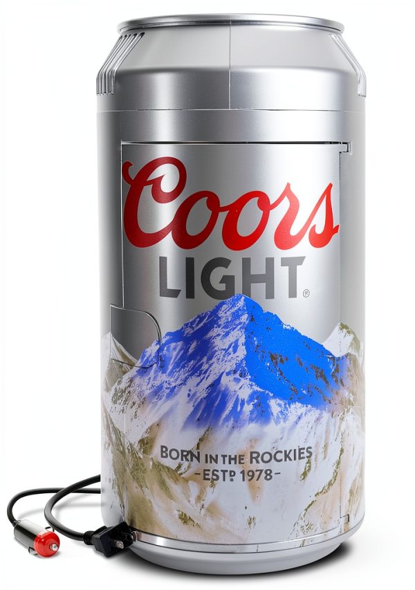 Coors Light Mini Fridge - Refrigerator for Bedroom Office, Portable Table Top Beverage Cooler, 12V 110V Refrigerador For Drinks, Soda, Wines, Use In Car, Dorm, Outdoor, 8 Can-0