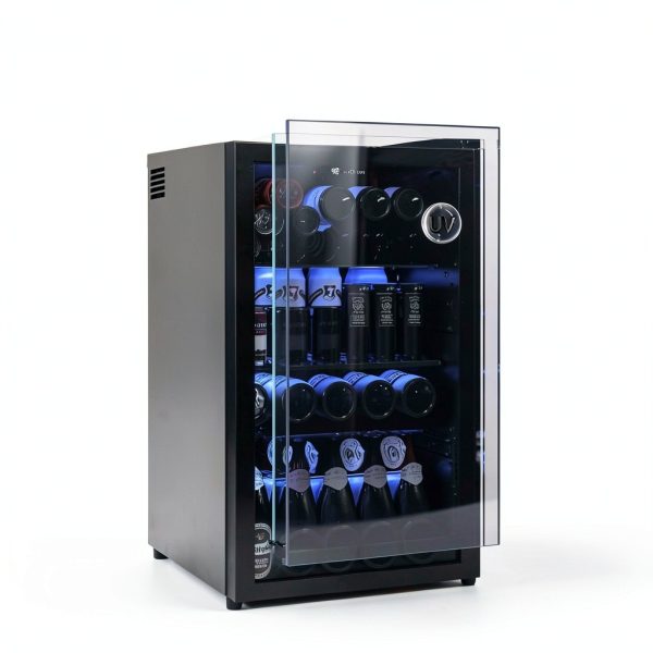 Beverage Fridge Tehanld 3.2CuFt Silver Mini with Glass Door-3